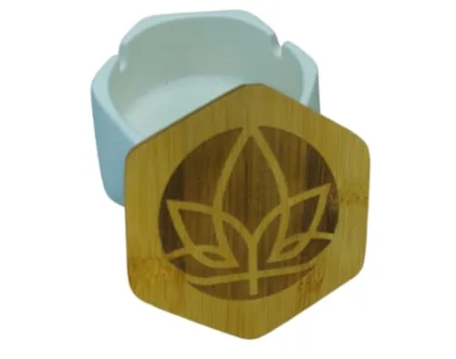 Ceramic Ashtray with Wood Lid product image