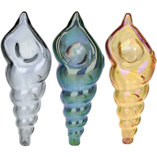 Logarithmic Spiral Electroplated Shell Glass Hand Pipe - 4.5" product image