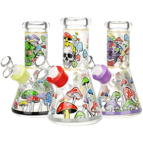 Monstrous Mushroom Mashup Beaker Glass Water Pipe 8" product image
